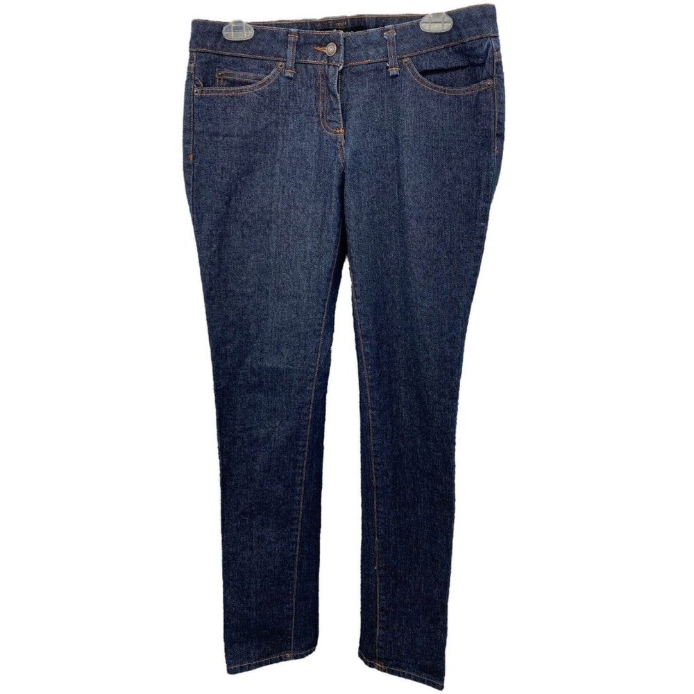 I Heart Ronson Women Size 8 Blue Tapered Leg Dark Wash Cotton Blend Stretch Jean